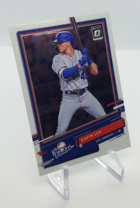 Side view of 2020 Donruss Optic The Rookies Gavin Lux Rookie Baseball Card