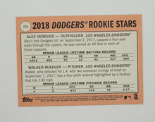 Load image into Gallery viewer, 2018 Topps Heritage Rookie Stars Alex Verdugo &amp; Walker Buehler Rookie Baseball Card
