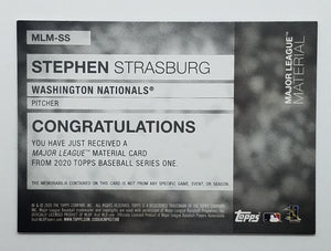 2020 Topps Series 1 Major League Material Game Used Memorabilia Stephen Strasburg 123/199 Baseball Card