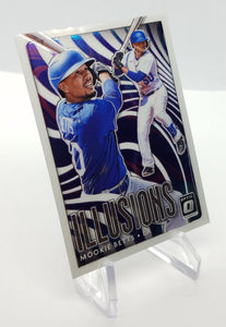Side view of the 2020 Donruss Optic Illusions Mookie Betts Baseball Card