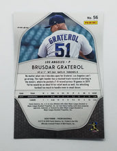 Load image into Gallery viewer, Back of the 2020 Panini Prizm Blue Parallel Brusdar Graterol Rookie Baseball Card
