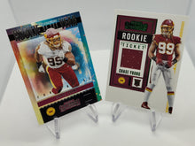 Load image into Gallery viewer, 2019-2020 Panini Contenders Green Rookie Ticket Jersey Patch &amp; Rookie of the Year Chase Young Rookie Football Cards
