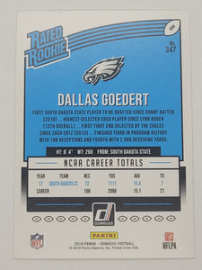 2018 Donruss Rated Rookie Dallas Goedert Rookie Football Card