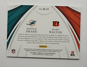 2018 Immaculate Kenyan Drake & Mark Walton Dual Patch Football Card 24/50
