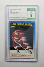Load image into Gallery viewer, 1991-92 Score Canadian English Sergei Fedorov All Rookie Team Hockey Card CSG 9
