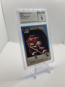 1991-92 Score Canadian English Sergei Fedorov All Rookie Team Hockey Card CSG 9