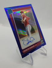 Load image into Gallery viewer, 2021 Donruss Optic Rated Rookie Spencer Howard Auto Blue Prizm Rookie Baseball Card 38/99
