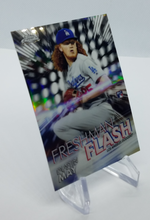 Load image into Gallery viewer, Side view of 2020 Topps Chrome Freshman Flash Dustin May Rookie Baseball Card
