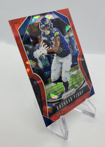 Side view of the 2019 Panini Prizm Red Cracked Ice Prizm Rashaad Penny Football Card