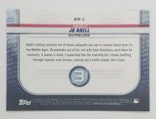 Load image into Gallery viewer, Back of 2020 Bowman Chrome Bowman Scouts Top 100 Jo Adell from the Los ANgeles Angels. From elevatesportscards.com
