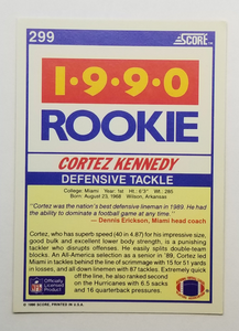 Back of the 1990 Score Cortez Kennedy Rookie Card Football Card 