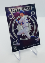 Load image into Gallery viewer, Side view of the 2020 Donruss Optic Mythical Cody Bellinger Baseball Card
