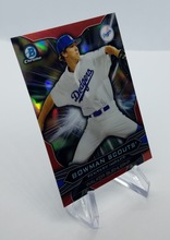 Load image into Gallery viewer, 2015 Bowman Chrome Walker Buehler Fantasy Impact Refractor Baseball Rookie Card
