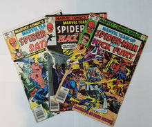 Load image into Gallery viewer, 1979 Marvel Team Up Spiderman &amp; Satana, Black Widow &amp; Nick Fury - Lot of 3 Comic Books
