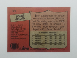 1987 Topps John Elway Football Card