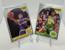 Load image into Gallery viewer, 1990 NBA Hoops Shawn Kemp &amp; Tim Hardaway Rookie Basketball Cards
