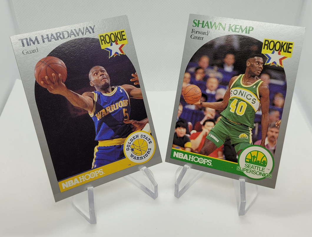 1990 NBA Hoops Shawn Kemp & Tim Hardaway Rookie Basketball Cards