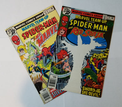 1979 Marvel Team Up Spiderman & Ms. Marvel and Red Sonja - Lot of 2 Comic Books