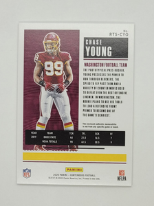 2019-2020 Panini Contenders Green Rookie Ticket Jersey Patch Chase Young Rookie Football Card