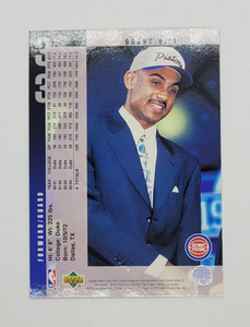 Back of the 1994-1995 Upper Deck Rookie Class Grant Hill Rookie Basketball Card