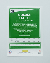 Load image into Gallery viewer, Back of the 2020 Donruss Gold Press Proof Golden Tate III Football Card 33/50
