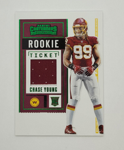 Load image into Gallery viewer, 2019-2020 Panini Contenders Green Rookie Ticket Jersey Patch Chase Young Rookie Football Card

