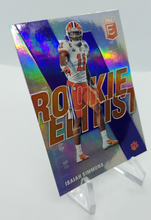 Load image into Gallery viewer, Side view of the 2020 Donruss Elite Rookie Elitist Isaiah Simmons Rookie Football Card
