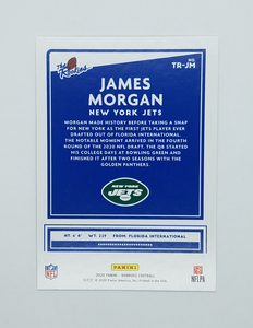 Back of the 2020 Donruss The Rookies James Morgan Silver Rookie Football Card