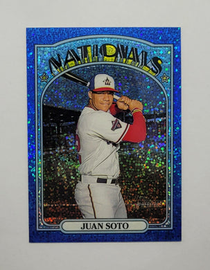 2021 Topps Heritage Blue Sparkle Juan Soto Baseball Card